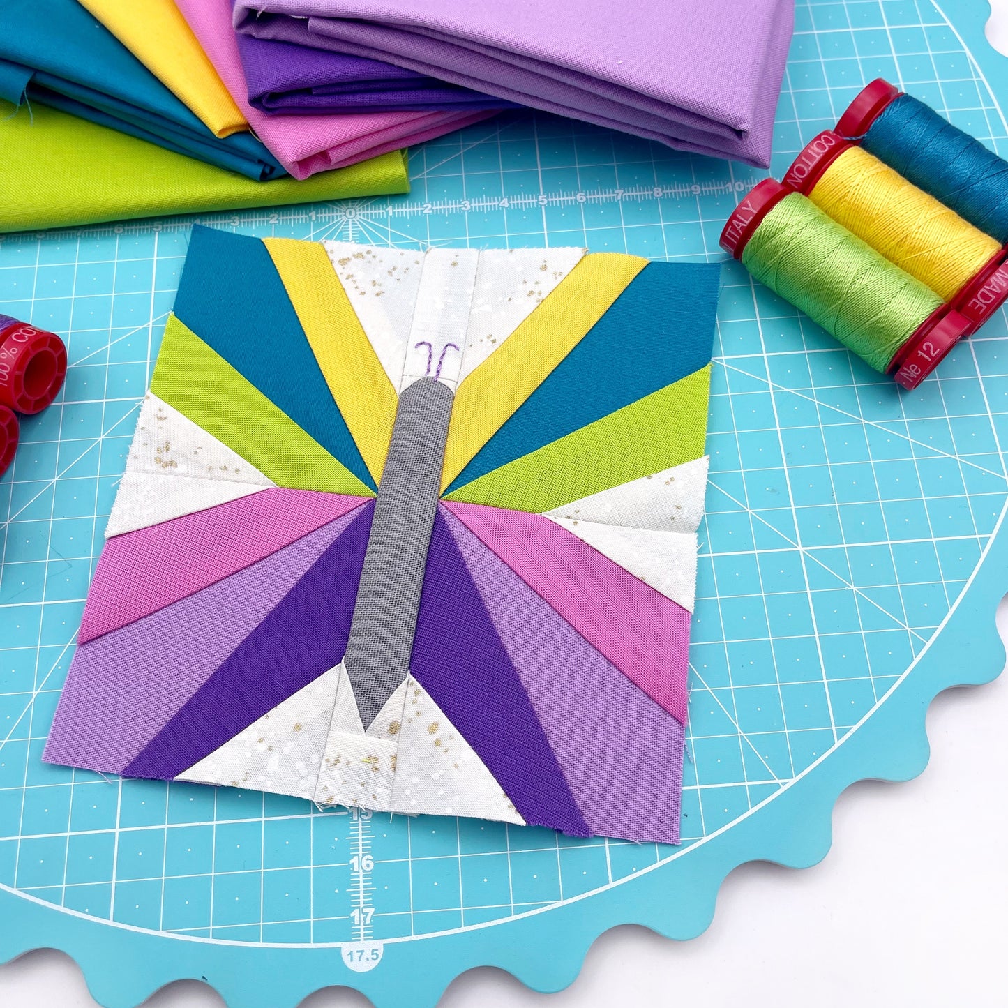 PRIDE Butterfly Foundation Paper Pieced Quilt Block