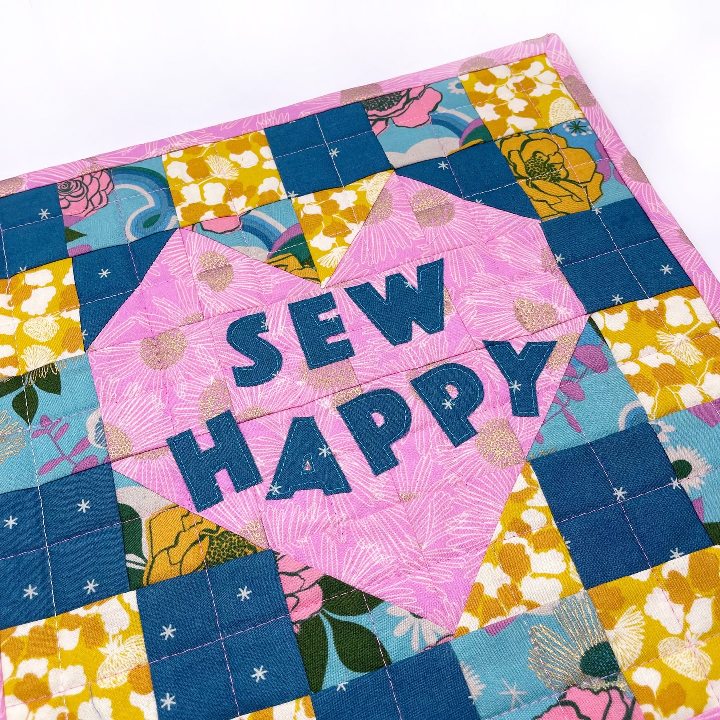Sew Happy Mini Quilt PDF Digital Pattern
