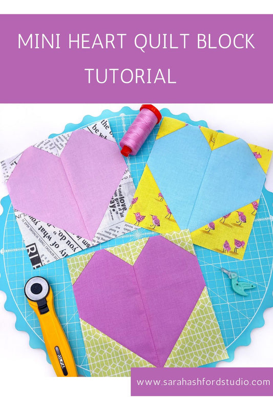 Mini heart quilt block tutorial