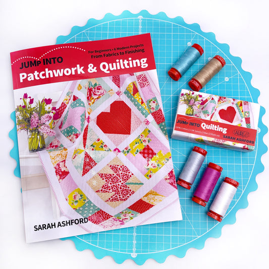 Jump into Patchwork and Quilting Book and Aurifil Thread Set BUNDLE